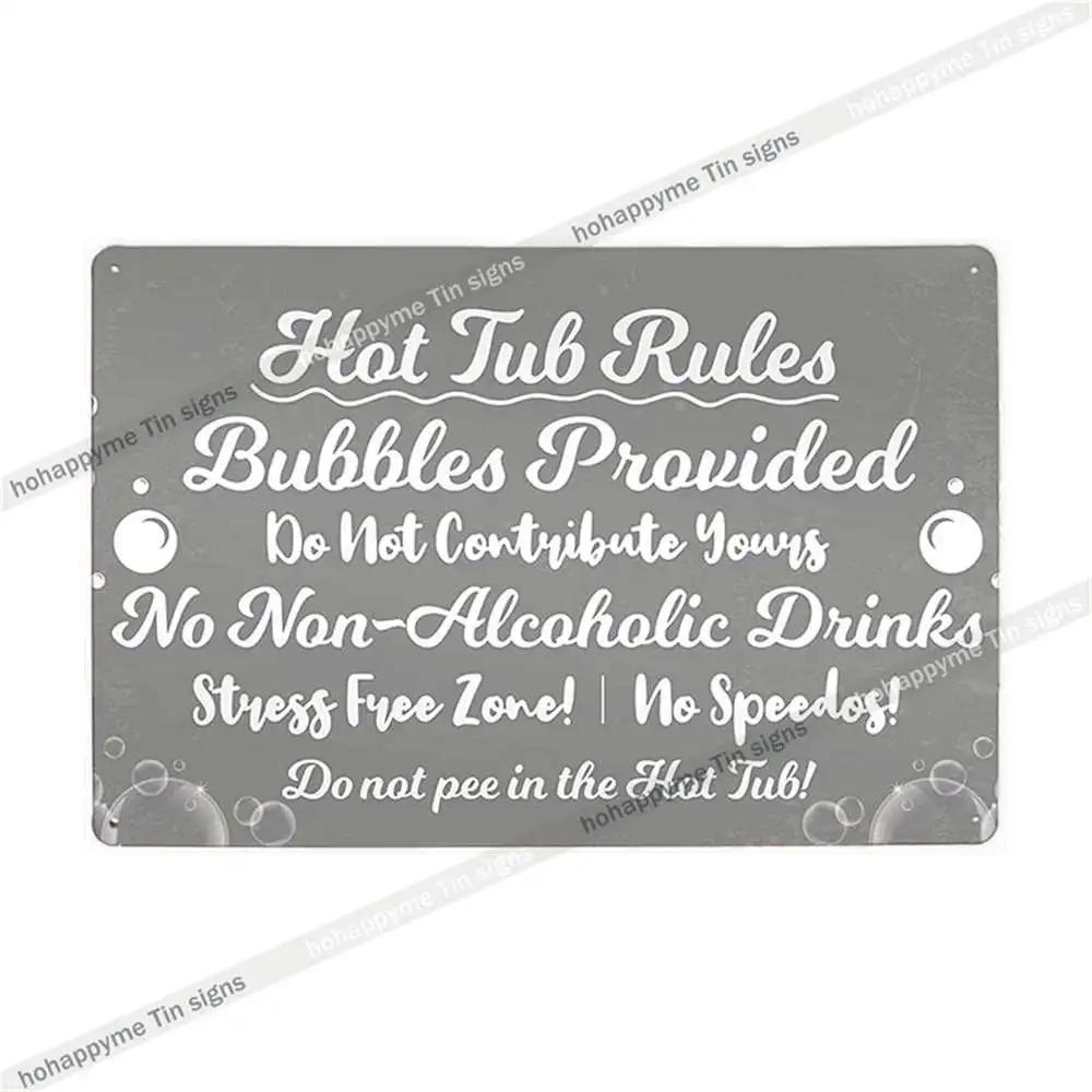 Funny Hot Tub Welcome Metal Sign (20x30cm) | Vintage | Beach/Bathroom/Bar Decor