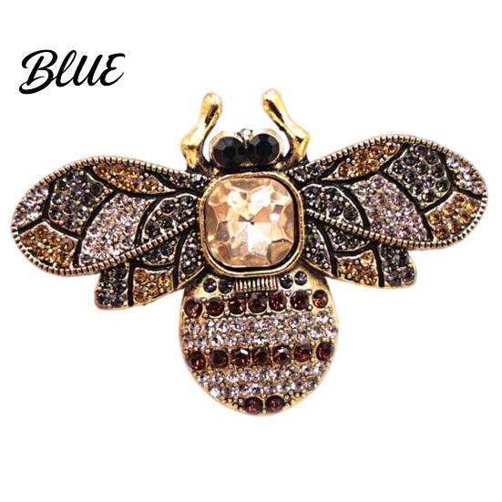 Daily Wear Jewelry Retro Rhinestone Bee Brooch Pin, Insect Alloy Badge with Sparkling Colorful Rhinestones, Accessory for Clothing Dress Coat