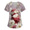 Women's Printing Uniform Work Uniform V-neck Pockets Basic Short Sleeve Pullover Top