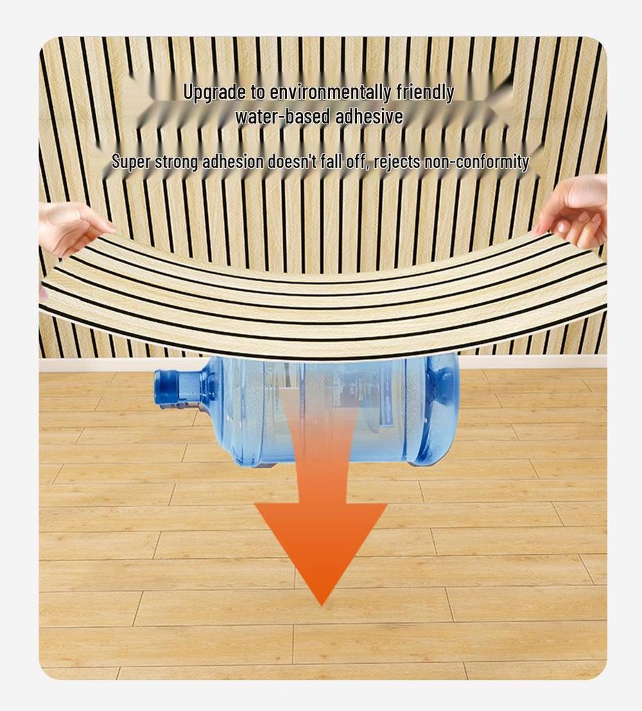 Waterproof Wood Grain Self-Adhesive Faux Lattice Wall Sticker for Living Room