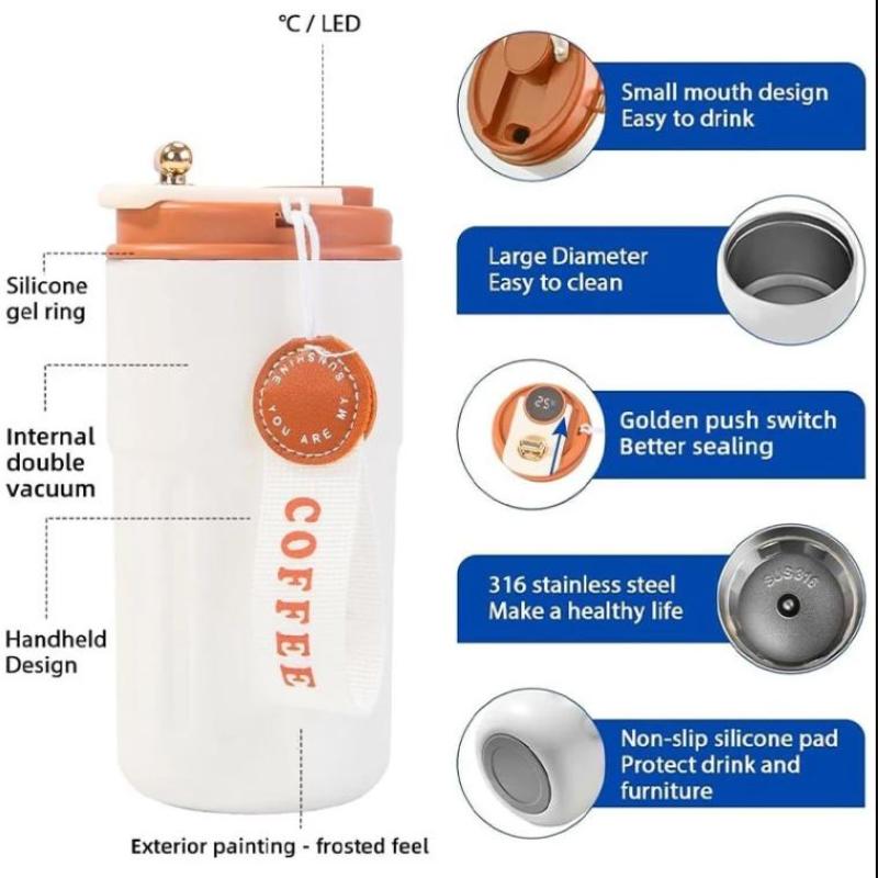 Hochwertiger Becher Heiß- und Kalt-Vakuumisolierter Becher Edelstahlbecher Tragbarer Wasserbecher