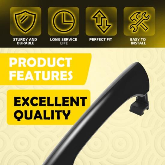 Pair Exterior Door Handle for 2011-2015 Hyundai Sonata Front&Rear Left Black EXD