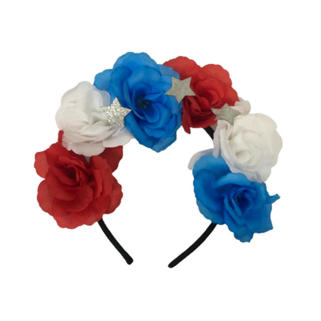 American Flag Headband Hair Hoop Red White and Blue Flower Headband Hairband Independence Day July