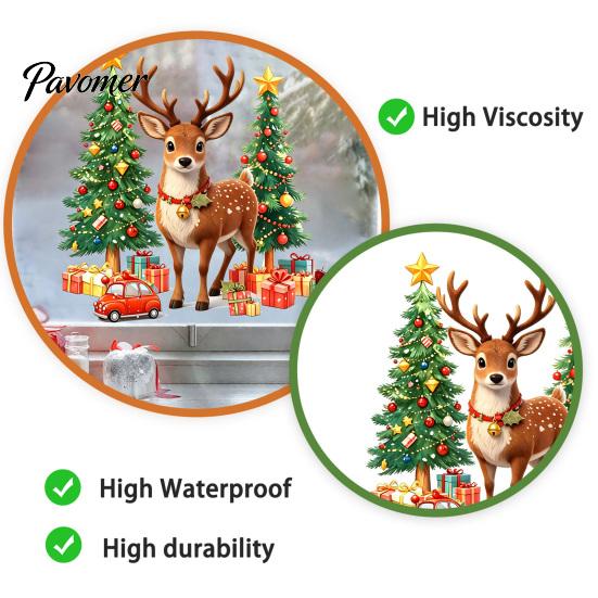 PVC Window Sticker 1/2 Sheets Christmas Reindeer Cling, Elk Tree Car Gift Box Glass Stickers Static Sticker, Waterproof Decal, Xmas Party Supplies