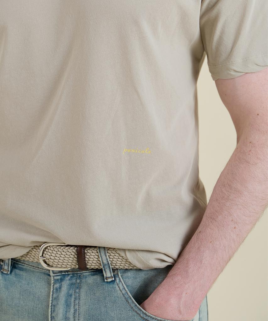 PANICALE Beige Vintage Washed Logo T-Shirt (Type B)