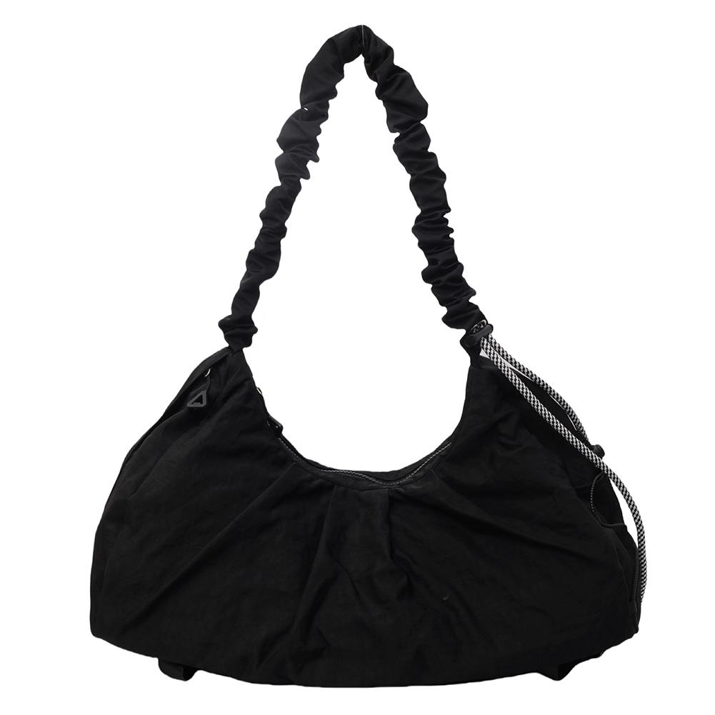 Women Fashion Shoulder Bag Lightweigt Pleated Yoga Bag Large Capacity Ruched Travel Bag Solid Color Canvas Shoulder Purse
