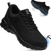 Luftkissen Arbeits-Sicherheitsschuhe Herren Damen Atmungsaktive Arbeits-Sneaker Stahlkappen-Schuhe Durchstichsichere Unzerstörbare Arbeitsstiefel Schwarz