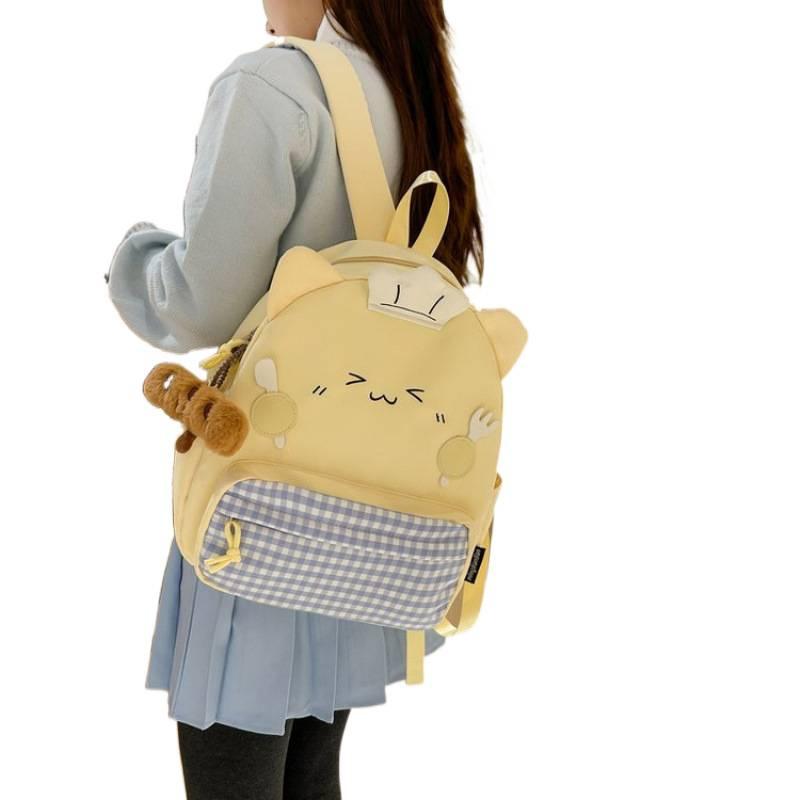 Schoolbag soft cute cat backpack female student schoolbag cute cartoon Japanese cute fun backpack versatile light travel bag