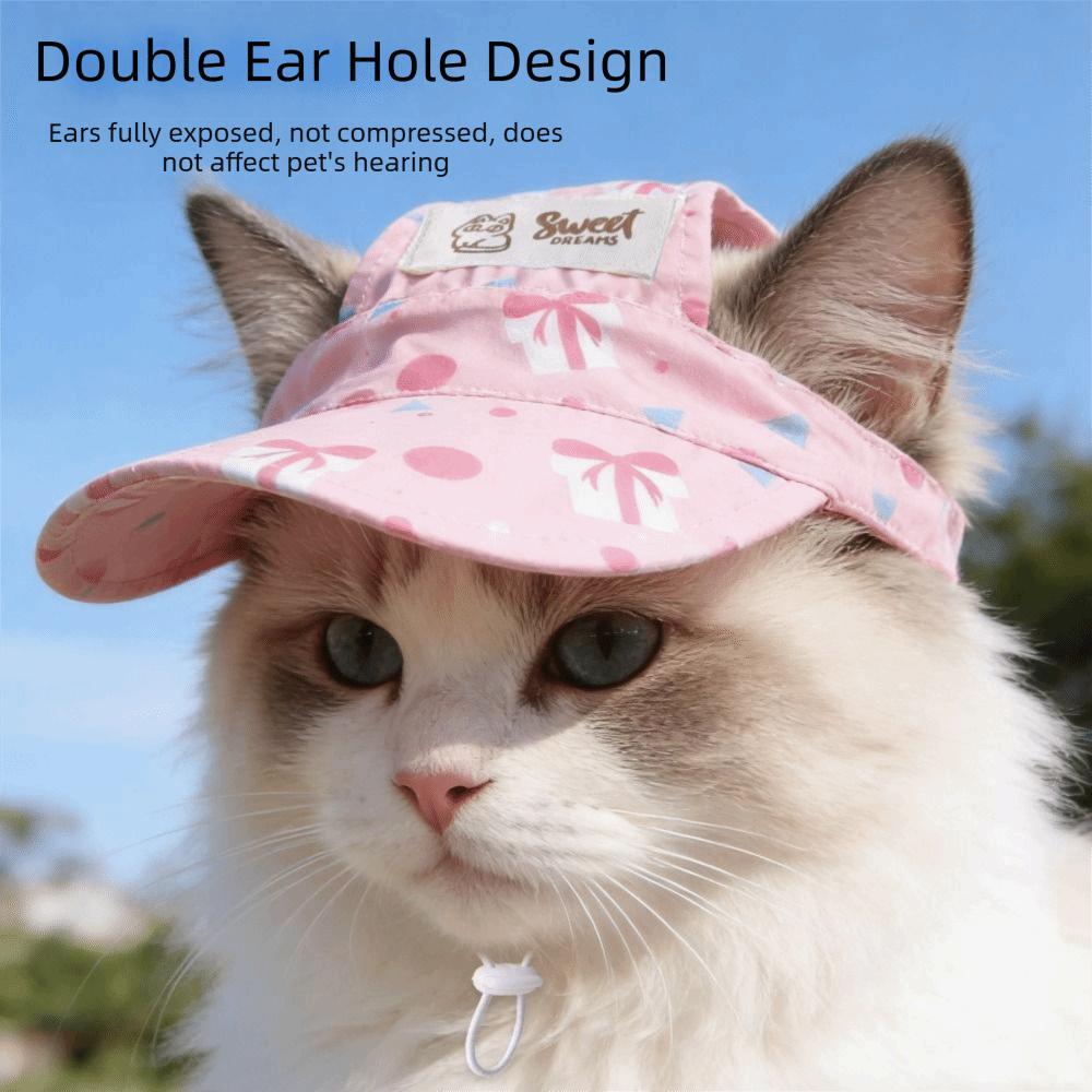 Cute Floral Print Pet Floral Sun Hat with Ear Holes Lightweight Dog Hat Comfortable Breathable Pet Headwear Photo Shooting