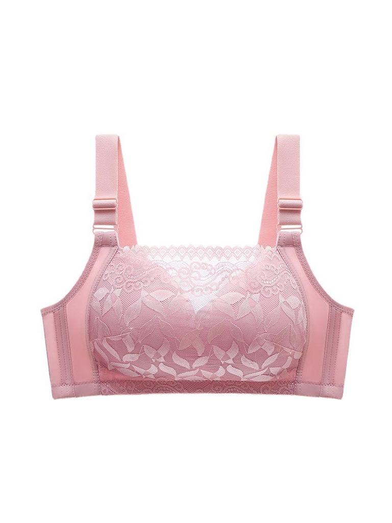 Lace Full Cup Gathered Bandeau Bra - Breathable, Wireless, Large Size