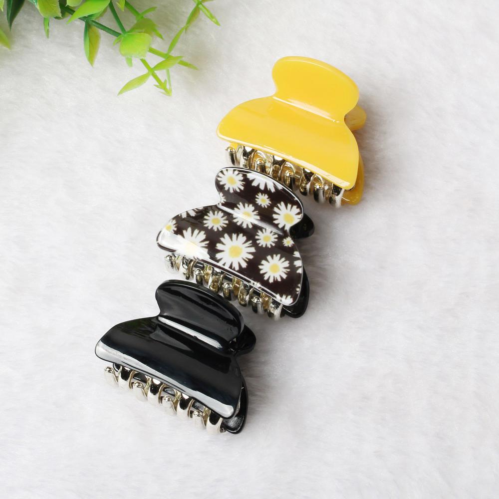 3pack Hair Clip Daisy Acrylic Plastic Small Hair Claw For Women Girls Fashion Gold Crab For Hair Tins Clamps Hair Accessories