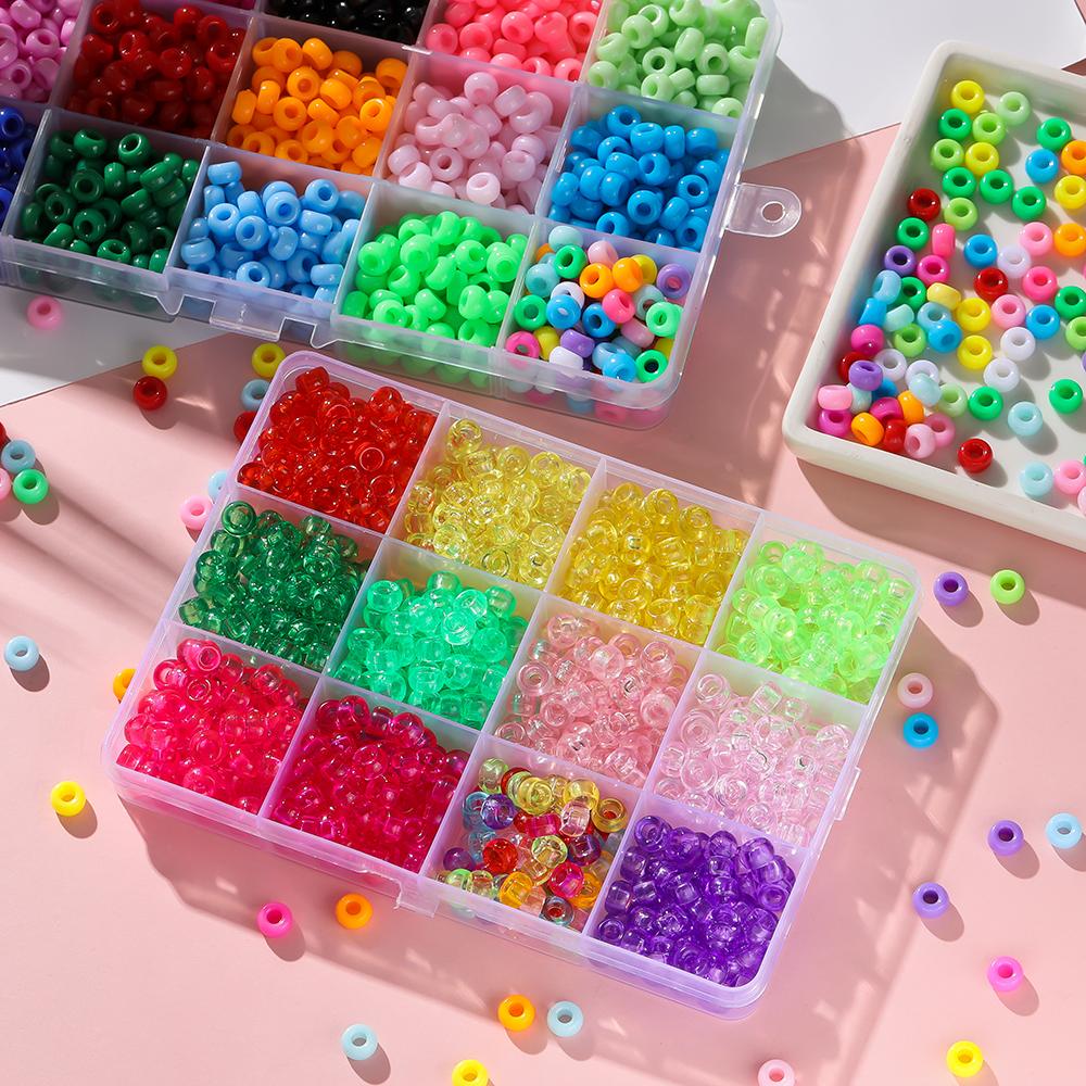 100pcs 4*7mm Acrylic Big Holes Beads Colored Spacer Loose Beads for DIY Necklace Bracelet Phone Charms Jewelry Making Supplies