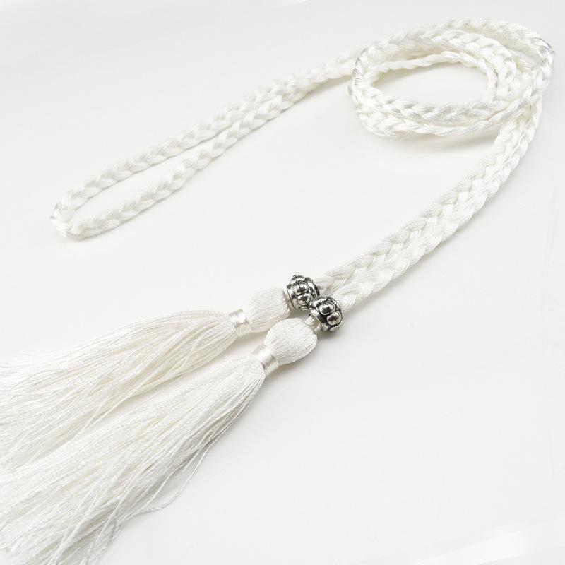 Damesleren riem in Koreaanse stijl met strik en kwastje tailleketting