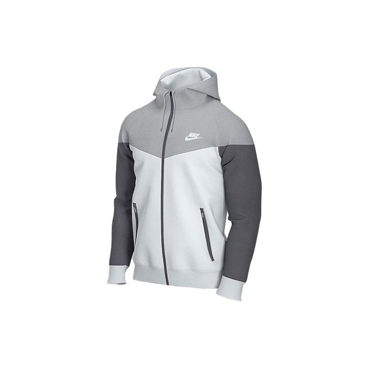 Nike Sportswear Windrunner Hooded Jacket Gray White Black Youth AT5271-102 S