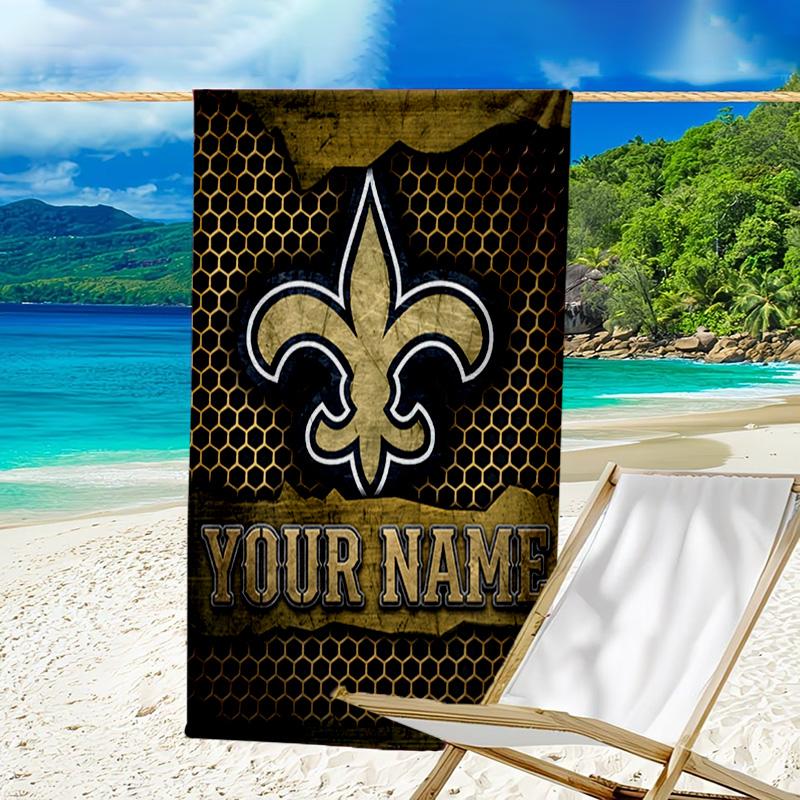 Custom Name Beach Towel Believe Saint Beach Towel, Soft Microfiber, Gift for Her/Him, Birthday, for Pool, Beach, Travel, Fan gifts