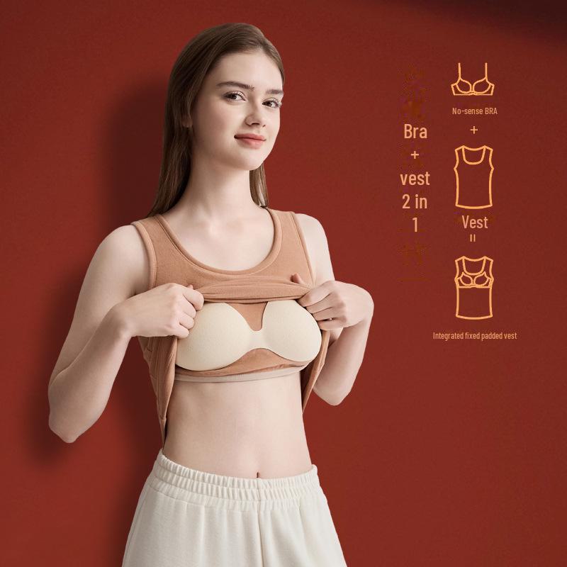 Women's Cashmere Silk Padded Bra Vest – Warm Autumn & Winter Innerwear