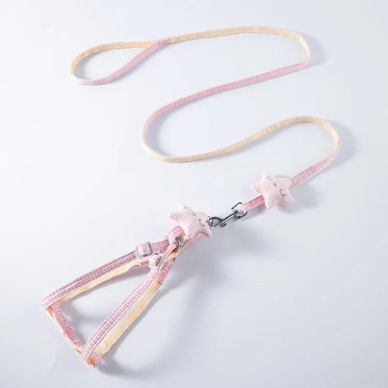 Dog Leash and Collar Set Cute Starfish Puppy Kitten Harness Striped Cotton Halter 4 Color for Little Dogs Leads Cat Accessories