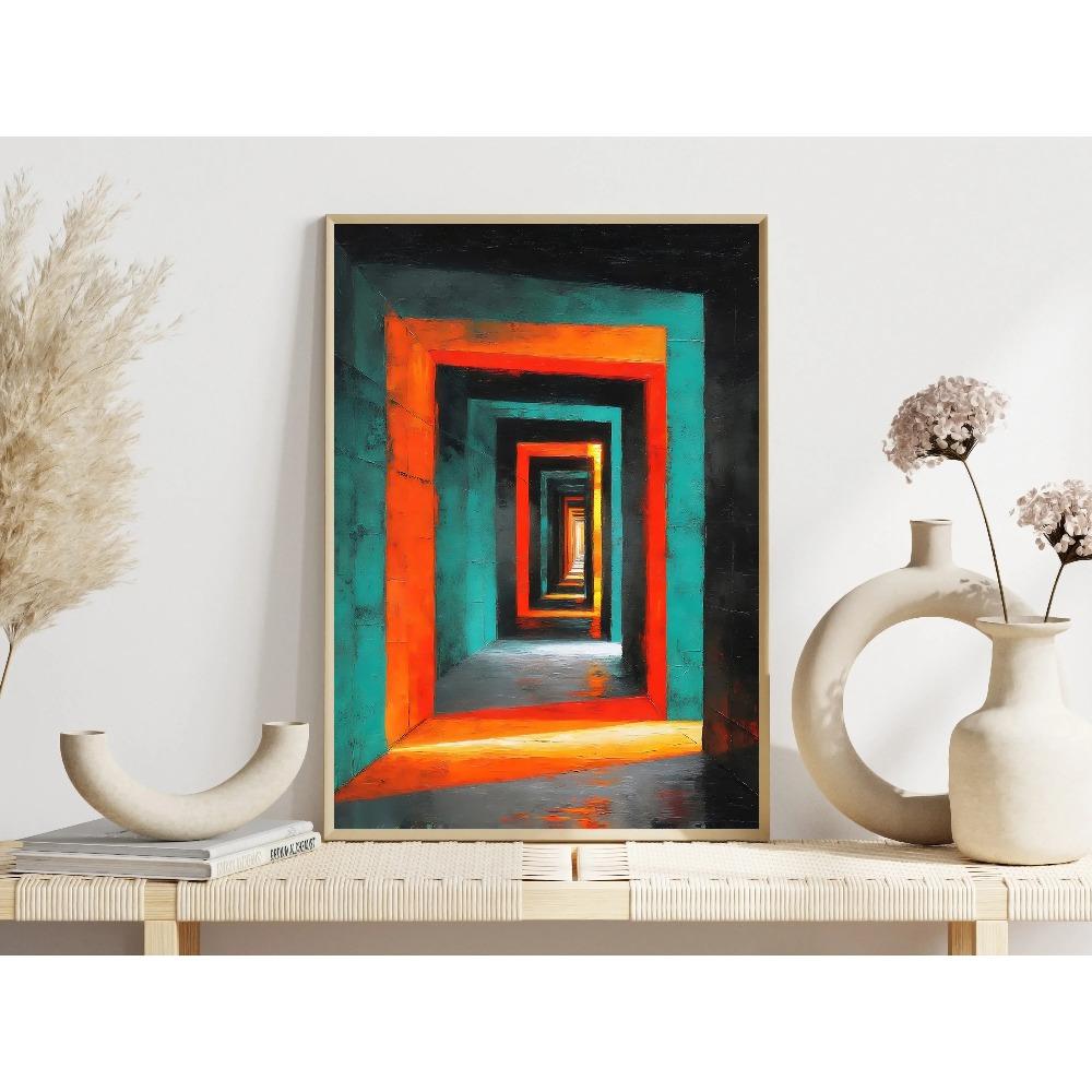Colorful Abstract Chromatic Horizons Posters Wavy Floating Cubes Modern Prints Canvas Painting Wall Art Pictures Home Room Decor