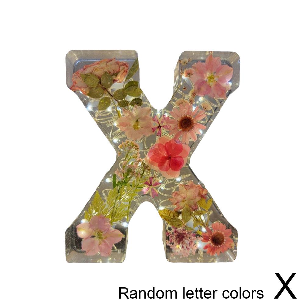 Floral Letter Night Light Alphabet Letter LED Lights Luminous Number Lamp Decorative Resin Lamp With Initial Letter & Dry Flower