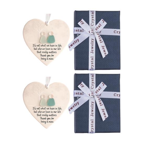 Heart-Shaped Sea Glass Friendship Decor Heart Keepsake Christmas Ornament for Xmas Tree Hanging Sea Glass Art for Best Friends