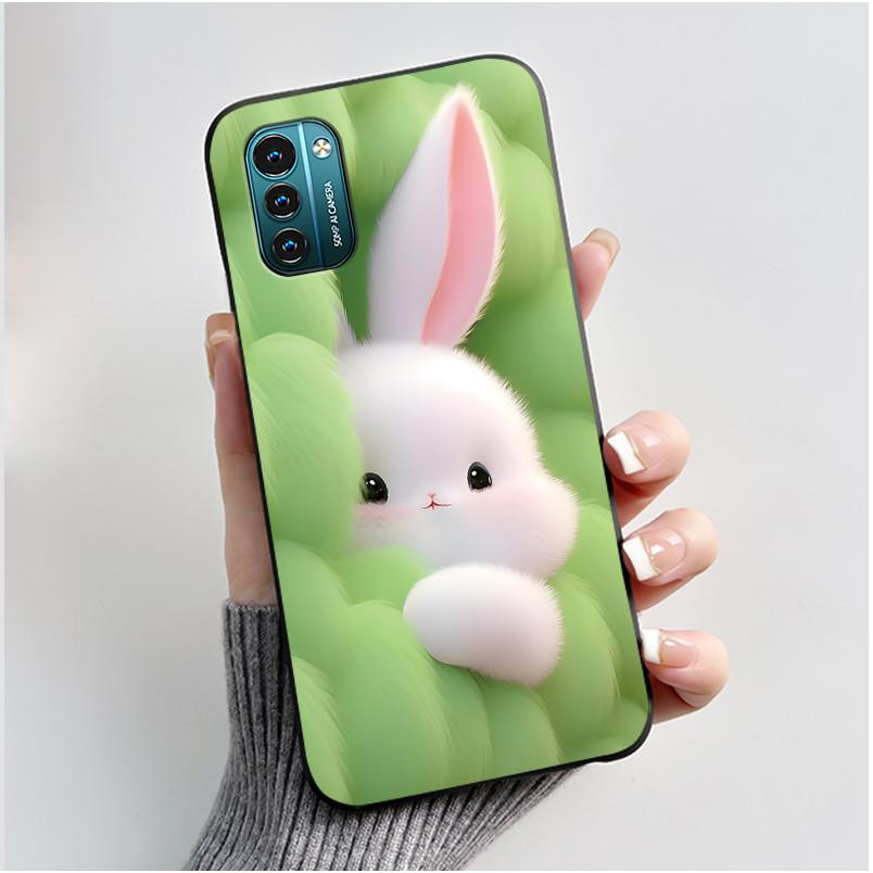 For Nokia G21 G11 Plus Case Cute Love Rabbit Cartoon Black TPU Silicone Soft Cover For NokiaG21 G 11 G11Plus Bumper Phone Case