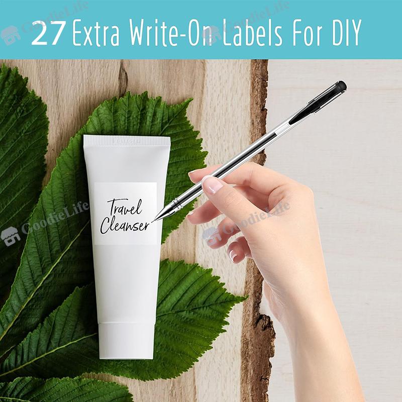 Waterproof Bathroom Stickers 189pcs Black Oil Resistant Labels for Storage and Cosmetic Categorization