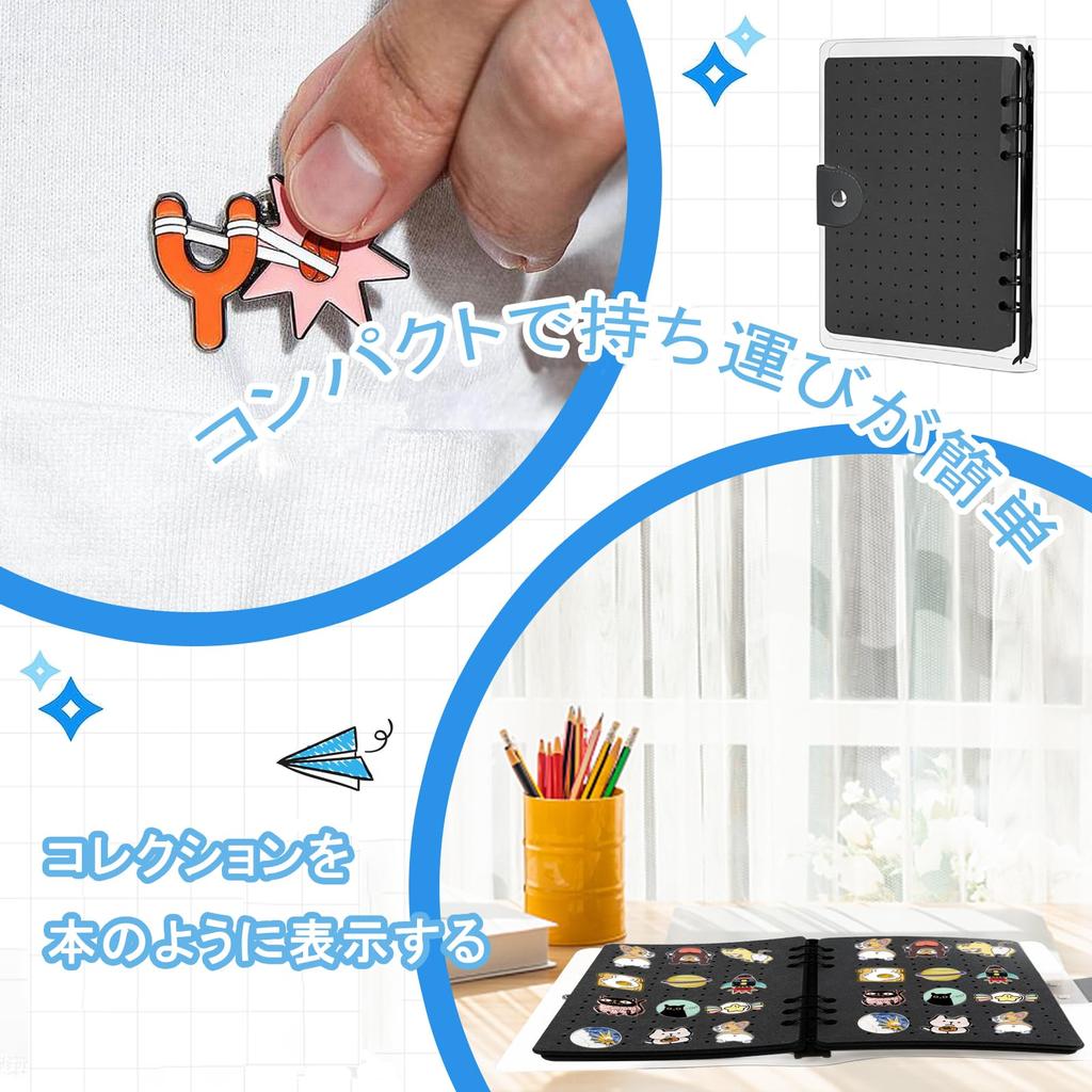 Pin Display Abzeichen Display Pin Aufbewahrungsdatei mit wasserdichtem klarem PVC Emaille 8 Halter bis zu 350 und Ohrring-Organizer Buchhalter, Ordner, Einband,