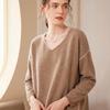 2024 Autumn/Winter Women's Cashmere V-Neck Loose Knit Pullover Sweater - Long Sleeve, Lazy Style Fashion