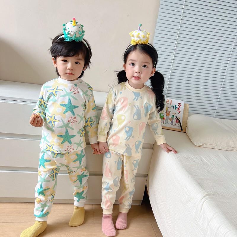 Soft Cotton Toddler Pajama Set Boys Girls Ages 1-3 Years Sleepwear Home Outfit