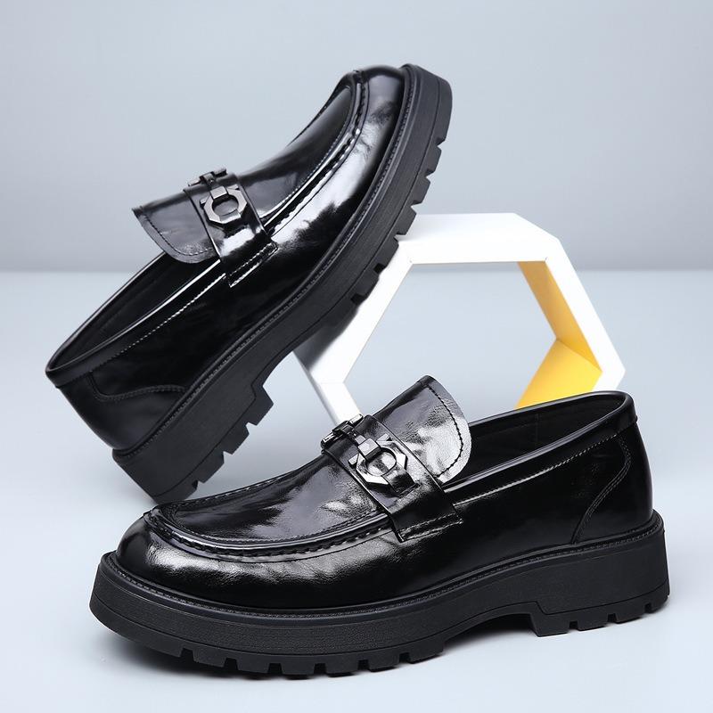 Large Size Men's Shoes, Lazy Business One-pedal Casual Leather Shoes, Men's Thick-soled Leather Breathable