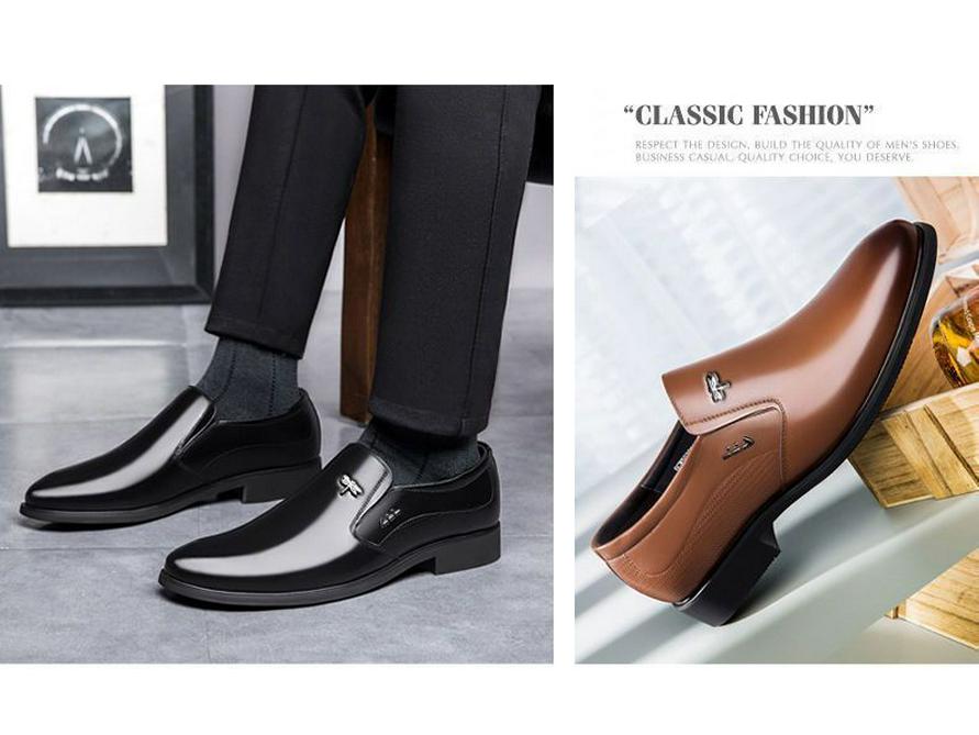 Genuine Dragonfly Men's Comfortable Leather Wedding Shoes, Soft Cowhide, Lightweight, Height-Enhancing, Casual Style.