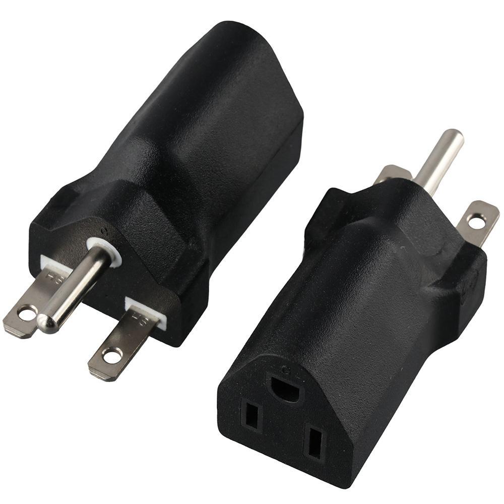 2pcs Black 3prong Electrical Converter Copper American Power Adapter  Electrician