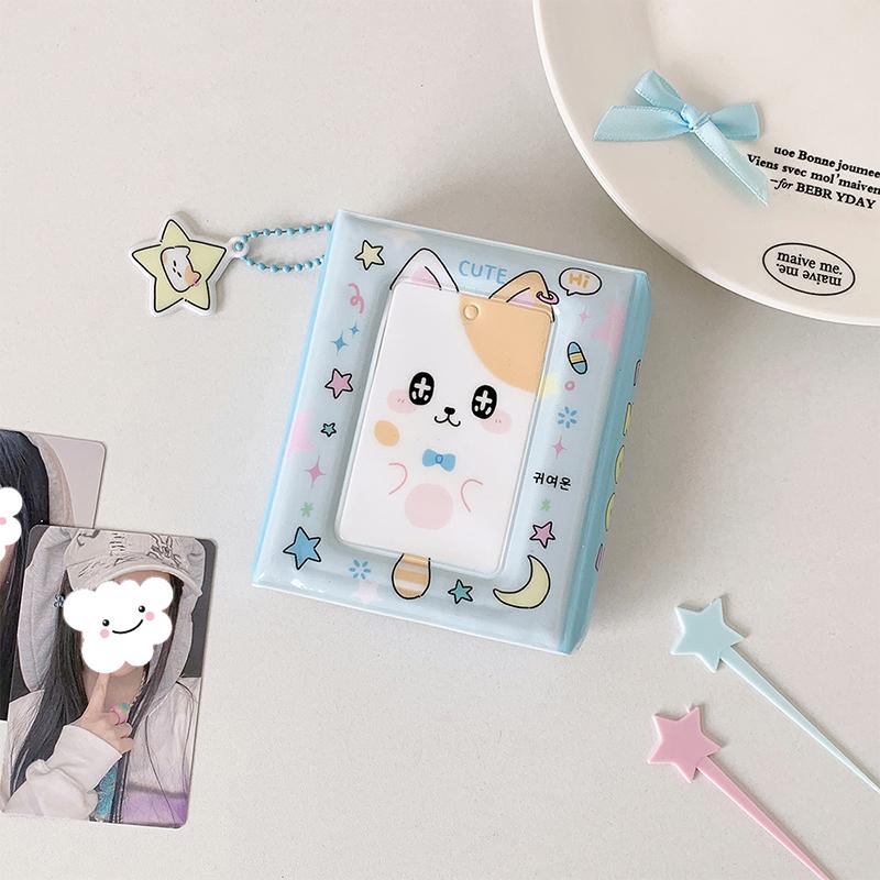 Cute Cartoon Kitten Three-Inch Album Student 40 Slot Photo Card Binder Polaroid Idol Mini Photo Card Storage Album Girls Gift