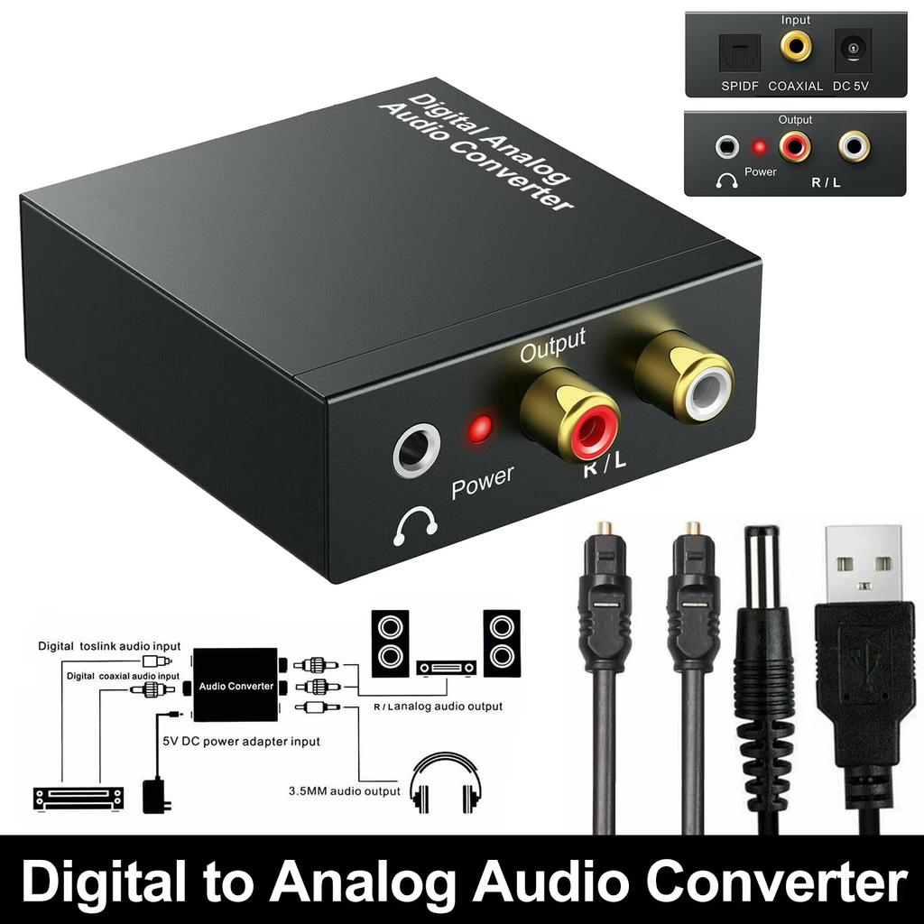 Digital to Analog Audio Converter 3 5mm Optical Coaxial to AV RCA Stereo Audio Adapter for TV Sound System Home Theater