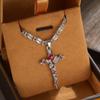Gothic Personality Punk Thorn Cross Pendant Necklace Women's Hip-hop Fashion Ins Style Sweet Cool Niche Zircon Gift