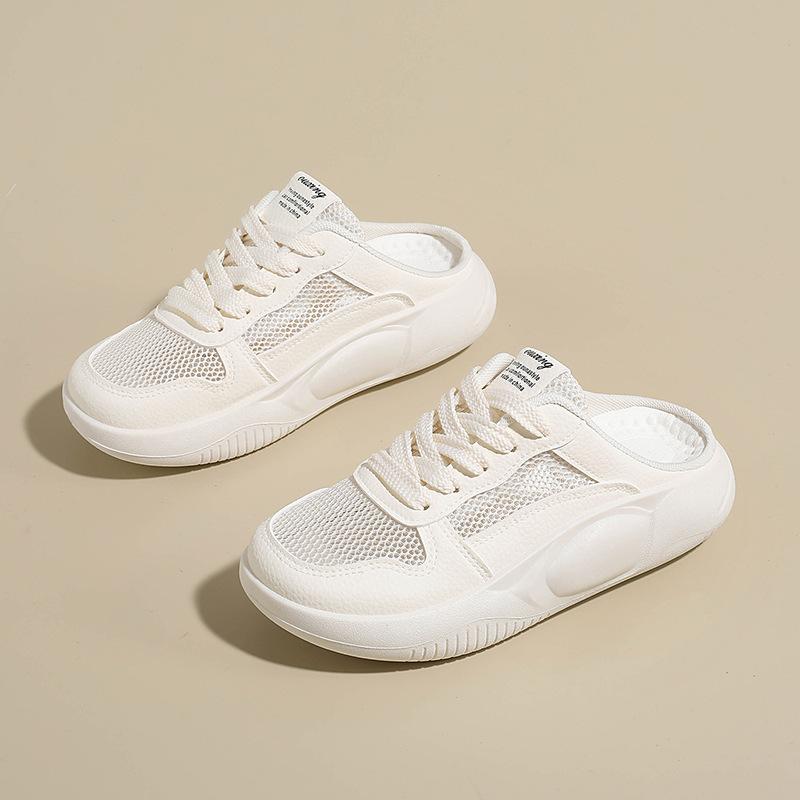 Summer Sneakers for Women Casual Mesh Anti-Slip Walking Shoes Breathable Running Backless Sneakers Women's Outdoor Comfortable Chunky Platform Mules