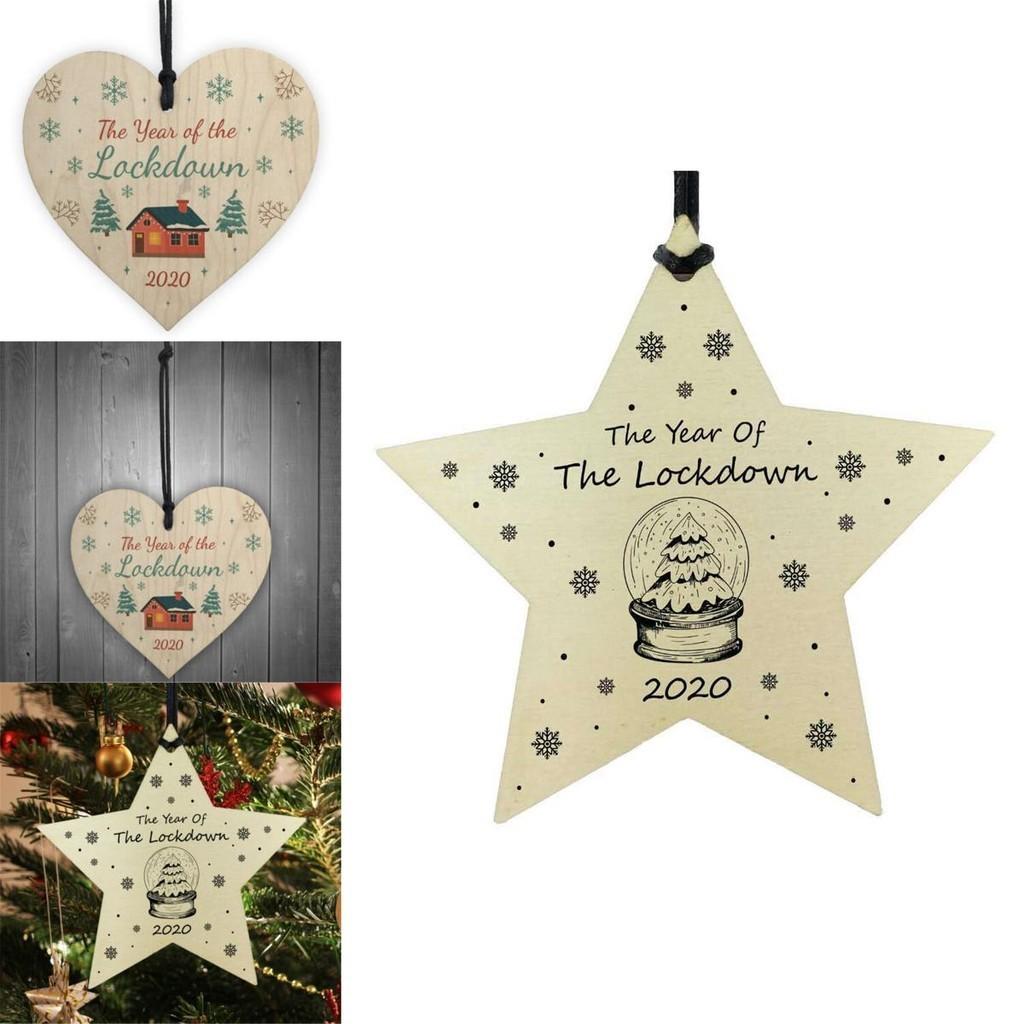 Wooden Christmas Decorations Gift Bauble Commemorating The Lockdown 2020**