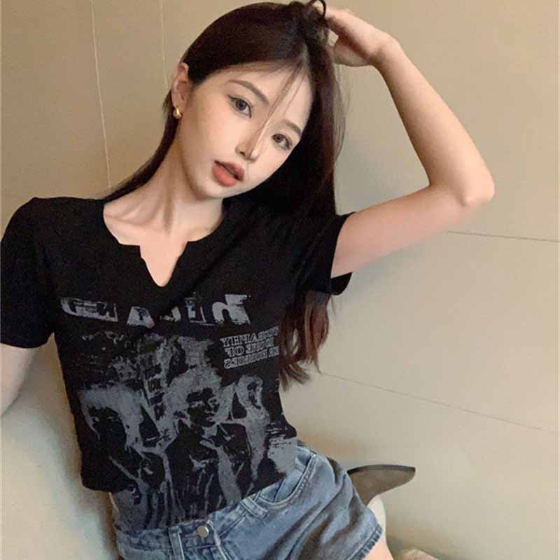 WTEMPO Y2k T-shirt Women Harajuku Korean Style Slim Sexy Tops Female Solid Color Tees Streetwear Spring T-shirts