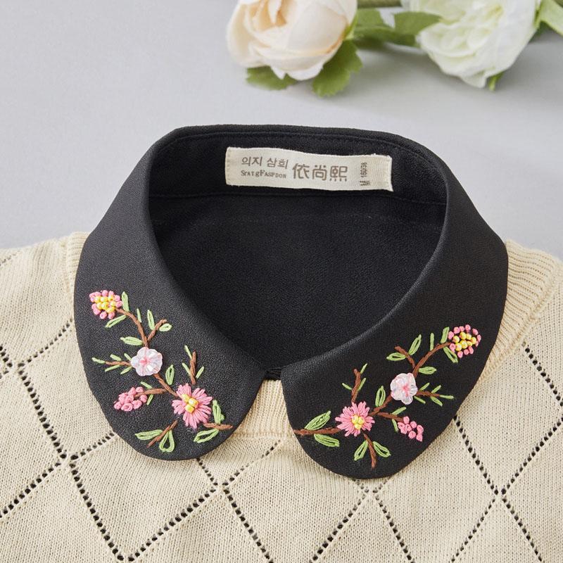 

Элегантная вышитая рубашка с искусственным воротником, женская блузка, белая полусорочка с искусственными воротниками, женская съемная, съемная, искусственный галстук