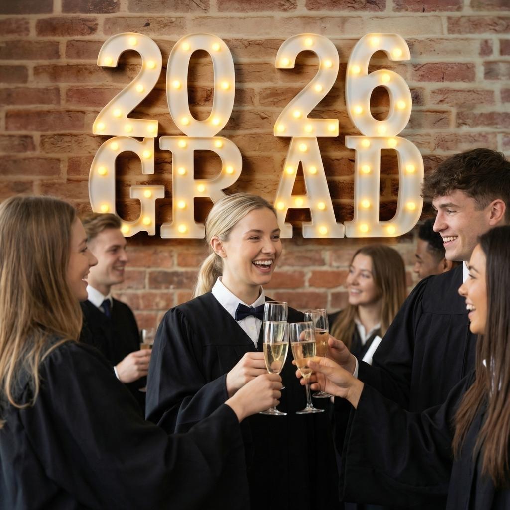 Illuminated 2026 Graduation Sign - 2026 Illuminated Graduation Lightbox Letters, Each Letter Comes With Two AA Batteries.