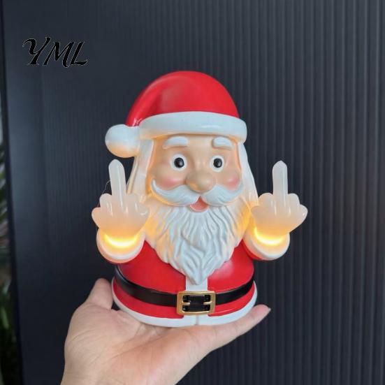 Skurrile Geschenke für Kollegen Weihnachten Mittelfinger Licht, Frecher Weihnachtsmann Rentier Gebende Lampe mit LED Dekorative Tischplatte Nachtlicht