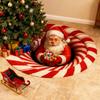 Christmas 3D Rug Optical Illusion Santa Claus Round Floor Mat Non-Slip Xmas Santa Door Mat with Depth Pattern for Holiday Entrance Living Room Bedroom