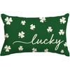 AVOIN Colorlife St Patricks Day Lucky Clover Throw Pillow Cover, 12 X 20 Inch Shamrock Green Cushion Case Decoration for Sofa Couch