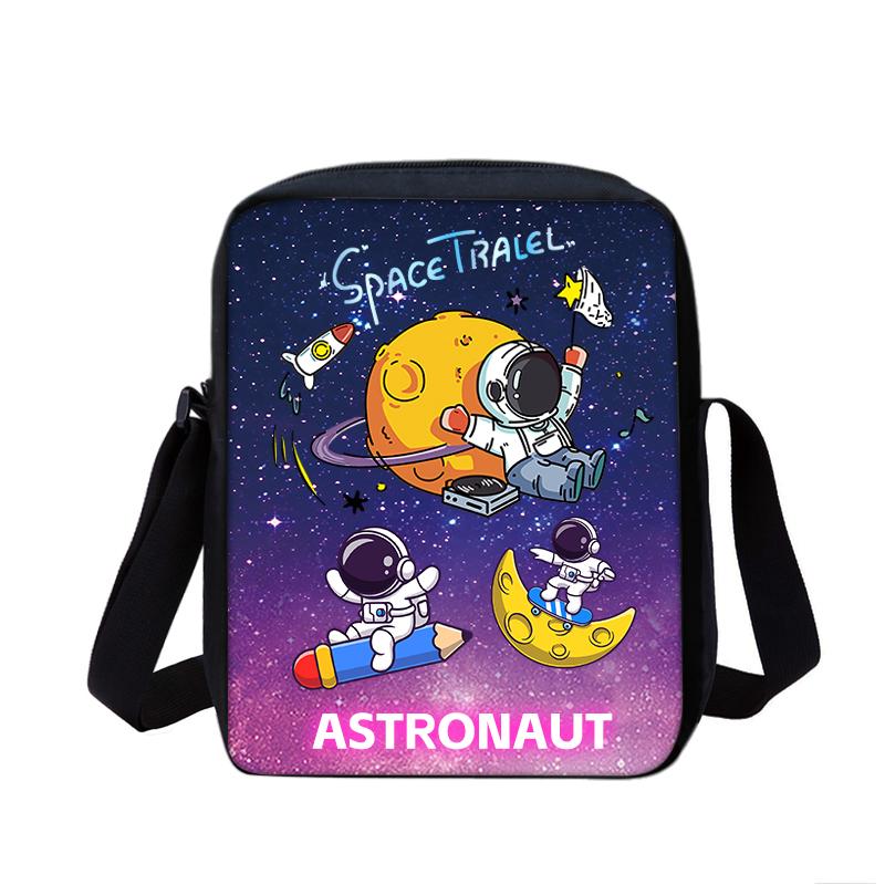 Sac à dos scolaire pour filles et garçons Série Planète Espace Lune Fusée Sacs d'école Sac à dos Astronaute Sac à bandoulière Pochettes à crayons Sac à lunch