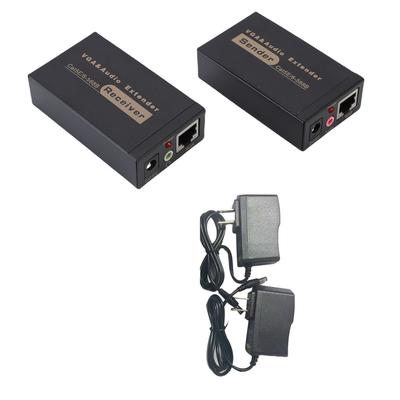 VGA Extender 328ft HD Plug and Play VGA Transmitter and Receiver HDB15 F RJ45 Sound DC3.5 Interface US Plug