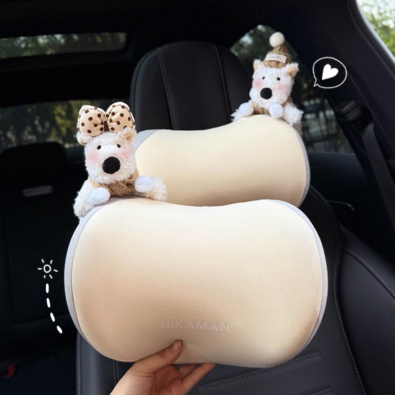 2025 Cute Creative Car Headrest & Lumbar Neck Support Pillow Set
