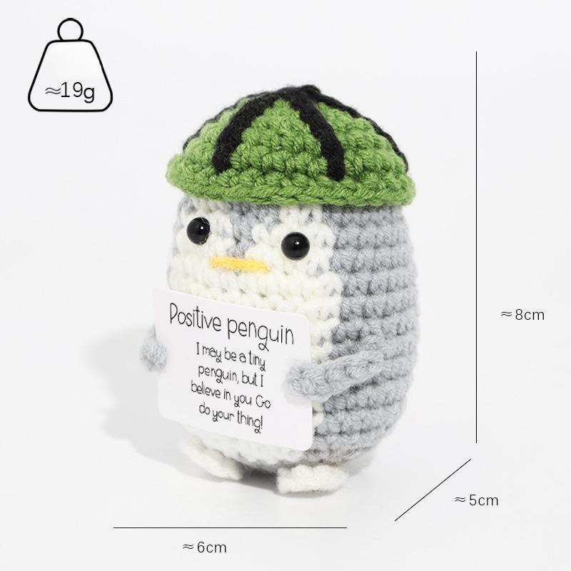 Handgemachte Pinguinpuppe mit positiver Energie und Karte, Heimdekoration, strickende Pinguinpuppe, Ornament, Raumdekoration, Weihnachtsparty-Geschenke