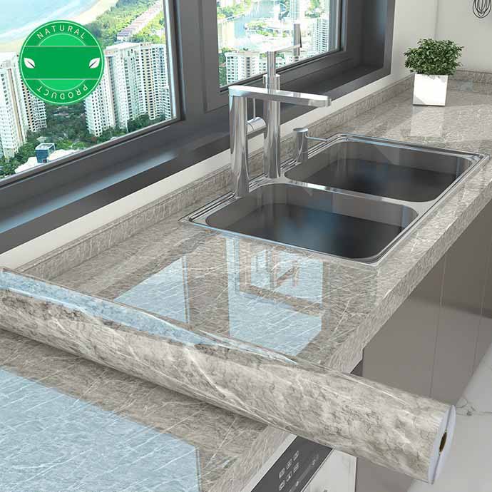 Self-adhesive Marble-pattern Oil-proof Kitchen Countertop Film Heat-resistant Renovation Moisture-proof Wall Sticker