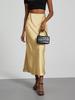 Women's Clothing Elegant Satin Midi Skirt Slim Fit High-Waisted Dress