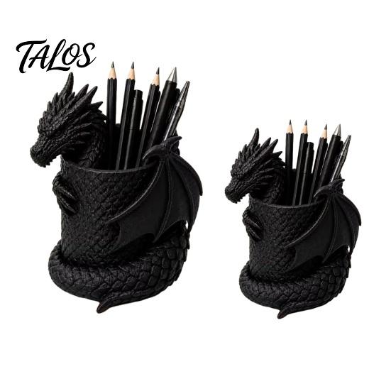 Unique Dragon Ornament 3D Printed Gothic Pen Holder, Coiled Figurine Stationery Cup, Creative Pencil Cup Fantasy Desk Organizer, Halloween Tabletop